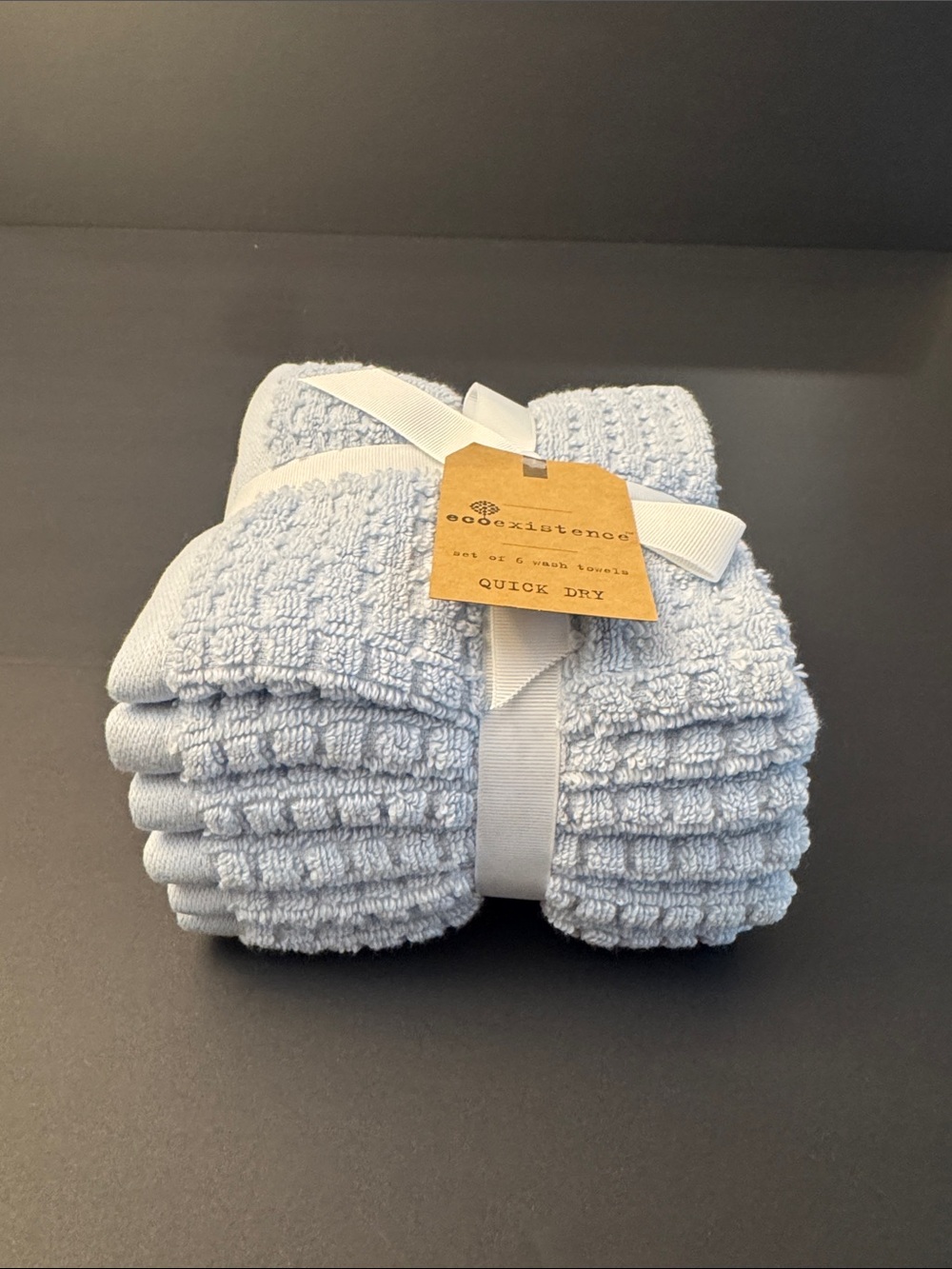 10pc ECOEXISTENCE Quick Dry 100% Cotton Oversized Bath Towel Set - Powder Blue - Picture 8 of 9